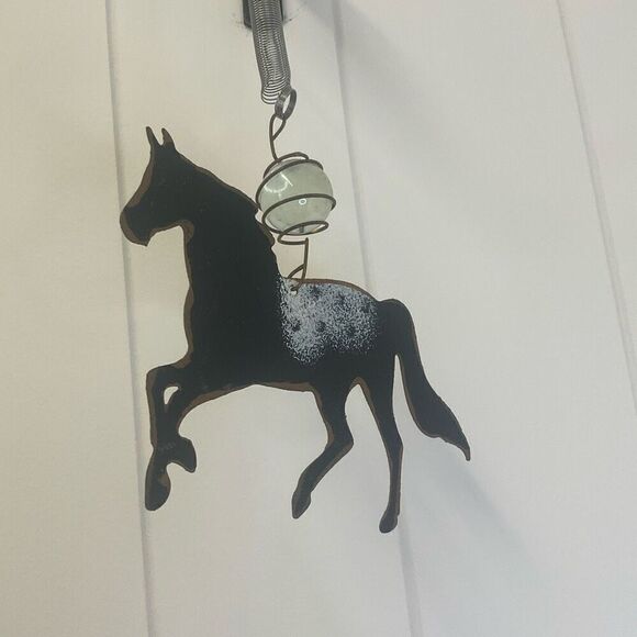 Metal Horse Wall Hanging Home Decor Black Hook Included 9" Long Gift - Picture 4 of 5